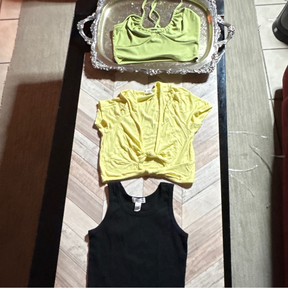Stylish Women's Tops Set - Black, Yellow, and Green